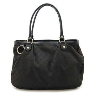 Gucci GG Canvas Sukey Shoulder Bag Leather Black Charm